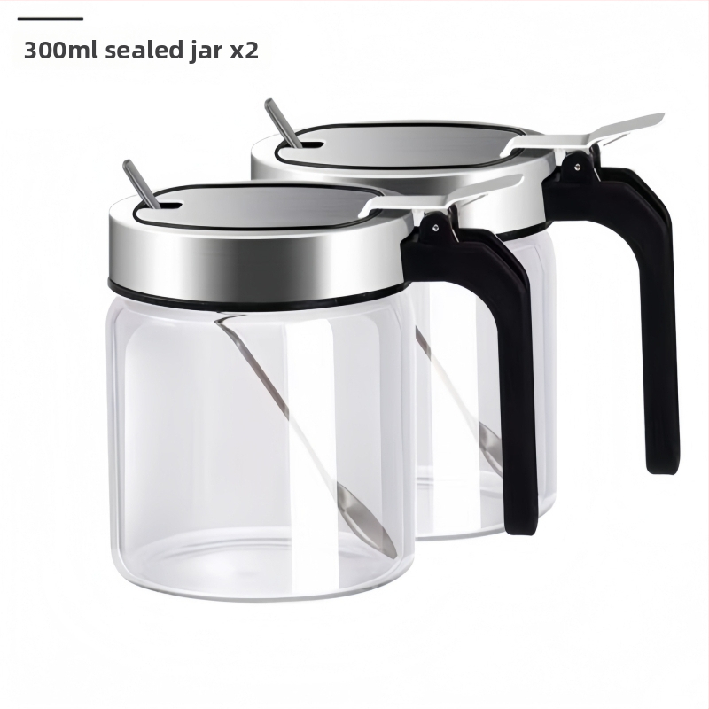 Stakleni set posuda za začine za kuhinju sa žlicom i kutijom za pohranu – za čvrste začine, Quality marka