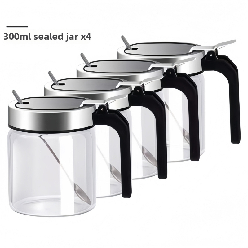 Stakleni set posuda za začine za kuhinju sa žlicom i kutijom za pohranu – za čvrste začine, Quality marka