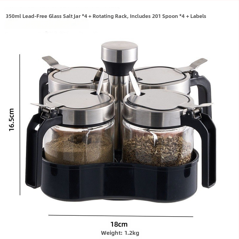 Stakleni set posuda za začine za kuhinju sa žlicom i kutijom za pohranu – za čvrste začine, Quality marka