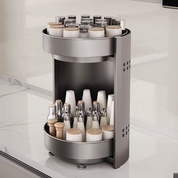 Nana rotirajući stalak za začine – kružni dizajn, karbonsko čelična konstrukcija, okretno bez bušenja, svijetao luksuzni stil, izlazak proljeće 2025
