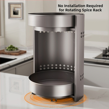 Nana rotirajući stalak za začine – kružni dizajn, karbonsko čelična konstrukcija, okretno bez bušenja, svijetao luksuzni stil, izlazak proljeće 2025