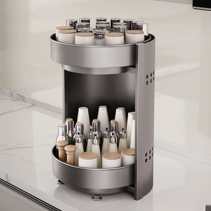 Nana rotirajući stalak za začine – kružni dizajn, karbonsko čelična konstrukcija, okretno bez bušenja, svijetao luksuzni stil, izlazak proljeće 2025