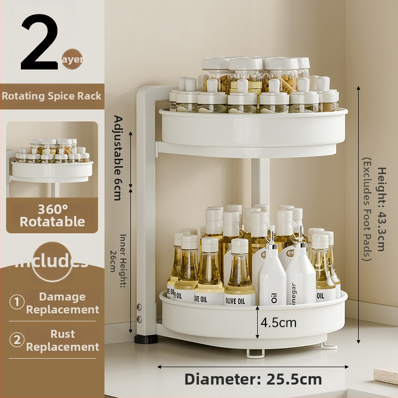Nana rotirajući stalak za začine – kružni dizajn, karbonsko čelična konstrukcija, okretno bez bušenja, svijetao luksuzni stil, izlazak proljeće 2025