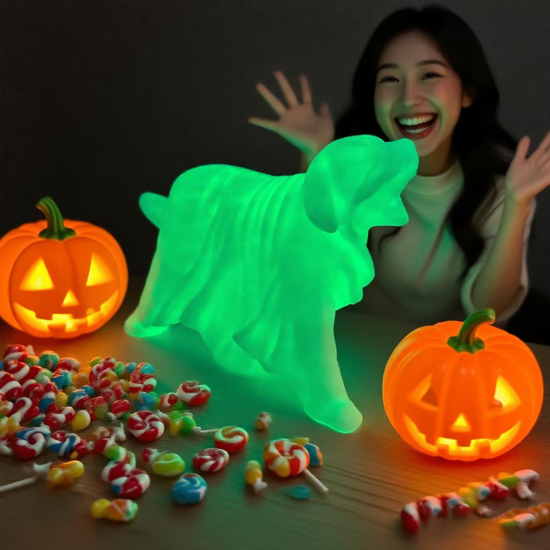 Statuie de câine fantomă, imprimare 3D, stil chinezesc, iluminat, decor pentru casă și curte, Halloween