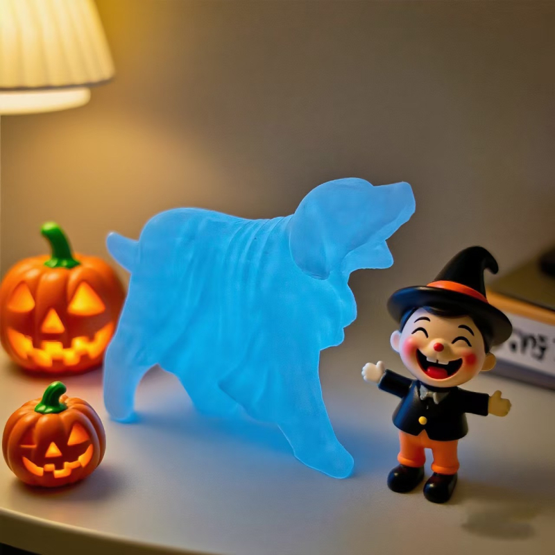 Statuie de câine fantomă, imprimare 3D, stil chinezesc, iluminat, decor pentru casă și curte, Halloween