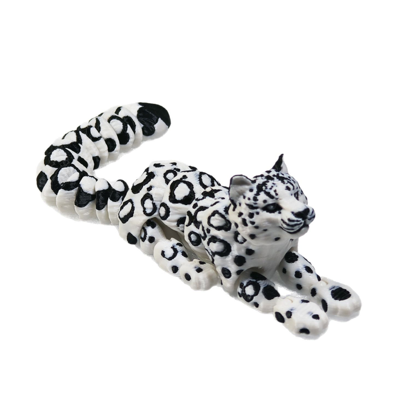 3D ispisana figura snježnog leoparda, moderni umjetnički stil, PLA materijal