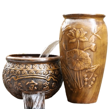 Κεραμικό καταρράκτης με οικολογική κυκλοφορία για εξωτερική διακόσμηση κήπου σε πήλινο δοχείο — Νέος κινέζικος στυλ; Επιλογές ισχύος αντλίας 6W/23W/40W/55W/85W