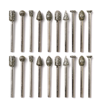 Set de 20 capete de șlefuire cu diamant, granulație grosieră, pentru sculptură în jad, sticlă, ceramică și metal