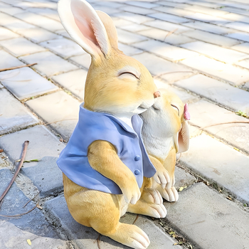 Statuie iepuraș din rășină, dormit, pentru decor interior și exterior – rășină sintetică, stil modern minimalist