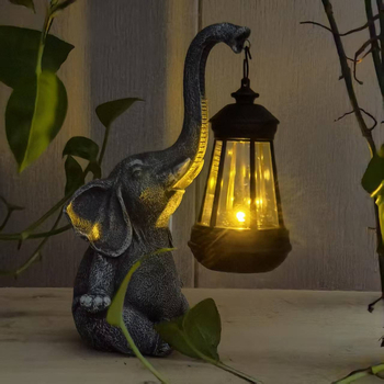 Lanterne solară de exterior cu elefant – rășină, artă modernă, lumină solară 1.2V 300mAh, meșteșug 3276046