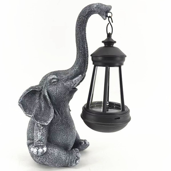 Lanterne solară de exterior cu elefant – rășină, artă modernă, lumină solară 1.2V 300mAh, meșteșug 3276046