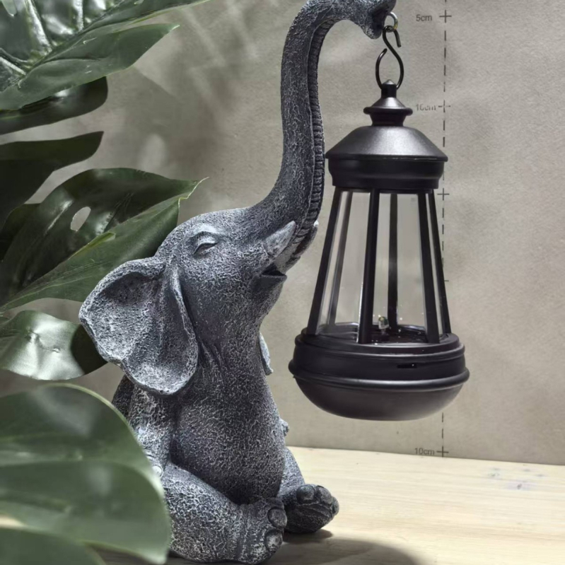 Lanterne solară de exterior cu elefant – rășină, artă modernă, lumină solară 1.2V 300mAh, meșteșug 3276046