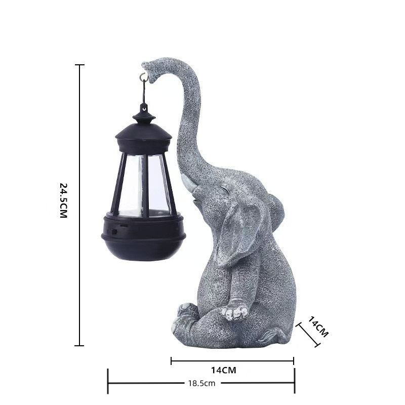 Lanterne solară de exterior cu elefant – rășină, artă modernă, lumină solară 1.2V 300mAh, meșteșug 3276046