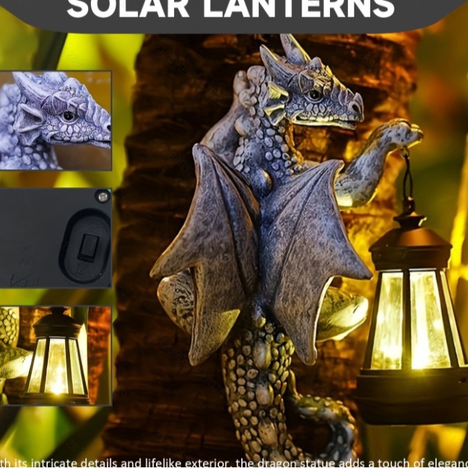 Lampa dinosaura za vanjsku uporabu, od sintetičke smole, marka Hama, predmeti od smole, kartonska ambalaža