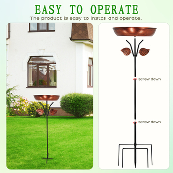 Hranitor pentru păsări de grădină din fier, cu udător de apă și băi pentru păsări, design geometric, stil pastoral, ambalaj din carton