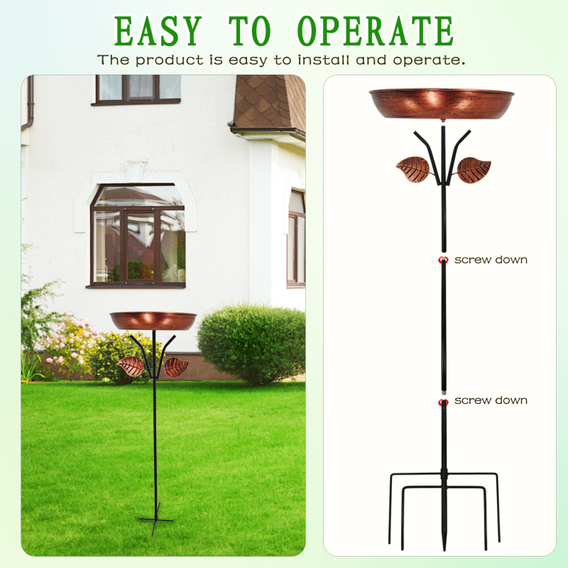 Hranitor pentru păsări de grădină din fier, cu udător de apă și băi pentru păsări, design geometric, stil pastoral, ambalaj din carton