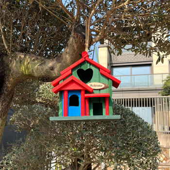 Cuib de păsări din lemn pentru grădină, decor exterior, ornament cuib de păsări, stil vacanță, model t56569529179955