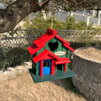 Cuib de păsări din lemn pentru grădină, decor exterior, ornament cuib de păsări, stil vacanță, model t56569529179955