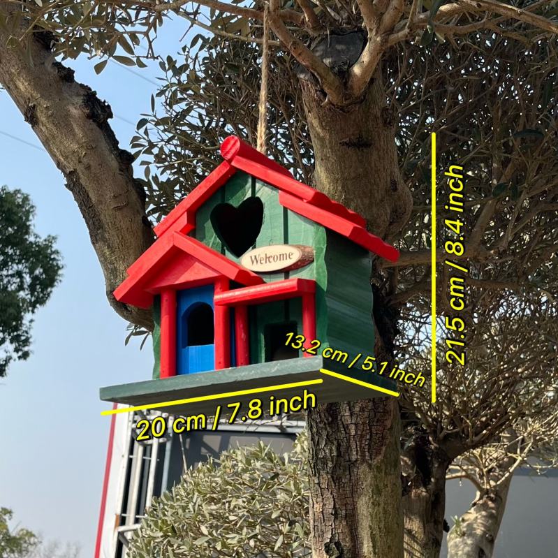 Cuib de păsări din lemn pentru grădină, decor exterior, ornament cuib de păsări, stil vacanță, model t56569529179955