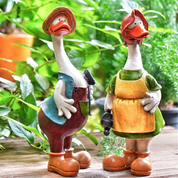 Jaydian figurină din rășină – pereche de rațe, stil pastoral, decor de grădină