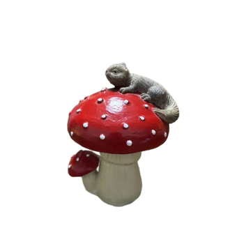 Ornament decorativ din rășină, temă ciupercă și veveriță, stil modern minimalist