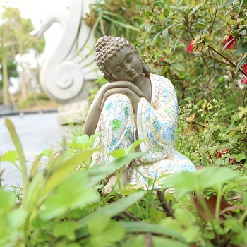 Statuie Buddha din rășină, gravată, stil modern minimalist, ornament zen pentru grădină, cadou de afaceri