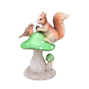 Statuie din rășină cu veveriță și ciupercă pentru grădină – Stil modern minimalist, Meșteșug: Alt, Cod producție ZJKBC0480C, Brand Kaleidoscope crafts