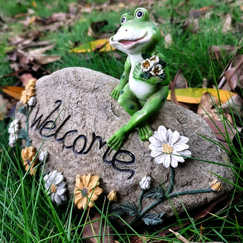 Statuetă de grădină din rășină – broscuța de exterior, Brand: q-gloay Quanrong, Material: rășină sintetică, Ambalaj: carton