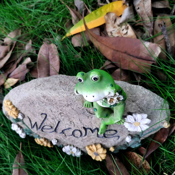 Statuetă de grădină din rășină – broscuța de exterior, Brand: q-gloay Quanrong, Material: rășină sintetică, Ambalaj: carton