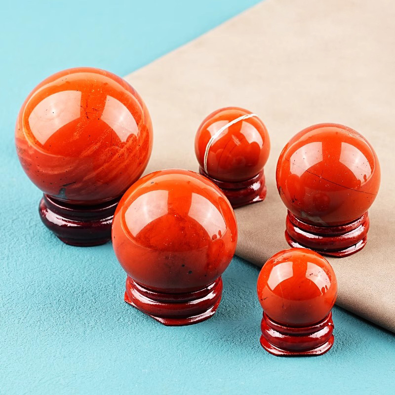 Minge de cristal din jasper roșu, polizată, ornament de colecție pentru decor acasă și la birou, stil modern minimalist