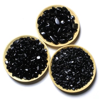 Piatră decorativă din obsidian natural – pentru acvariu și vază, finisaj măcinat și lustruit, material natural, formă geometrică