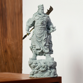 Statuie Guan Gong din piatră pentru intrare și living, decor de casă în stil chinezesc, ornament cadou gata de oferit