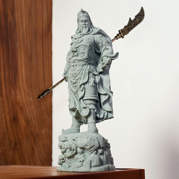 Statuie Guan Gong din piatră pentru intrare și living, decor de casă în stil chinezesc, ornament cadou gata de oferit
