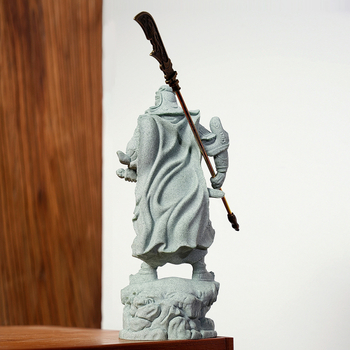 Statuie Guan Gong din piatră pentru intrare și living, decor de casă în stil chinezesc, ornament cadou gata de oferit