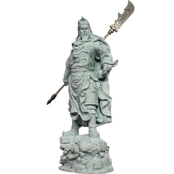 Statuie Guan Gong din piatră pentru intrare și living, decor de casă în stil chinezesc, ornament cadou gata de oferit