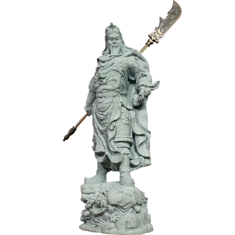 Statuie Guan Gong din piatră pentru intrare și living, decor de casă în stil chinezesc, ornament cadou gata de oferit