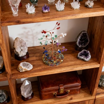 Arborele banilor din cristal cu bază de pietriș – decor de birou, realizat manual