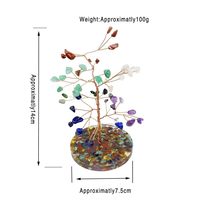 Arborele banilor din cristal cu bază de pietriș – decor de birou, realizat manual
