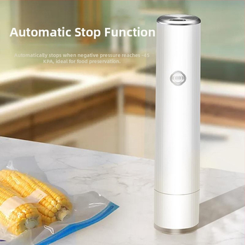 Seler vacuum portabil de mână pentru alimente - reîncărcabil, pompă automată de aer, carcasă din plastic, capacitate sub 500 ml