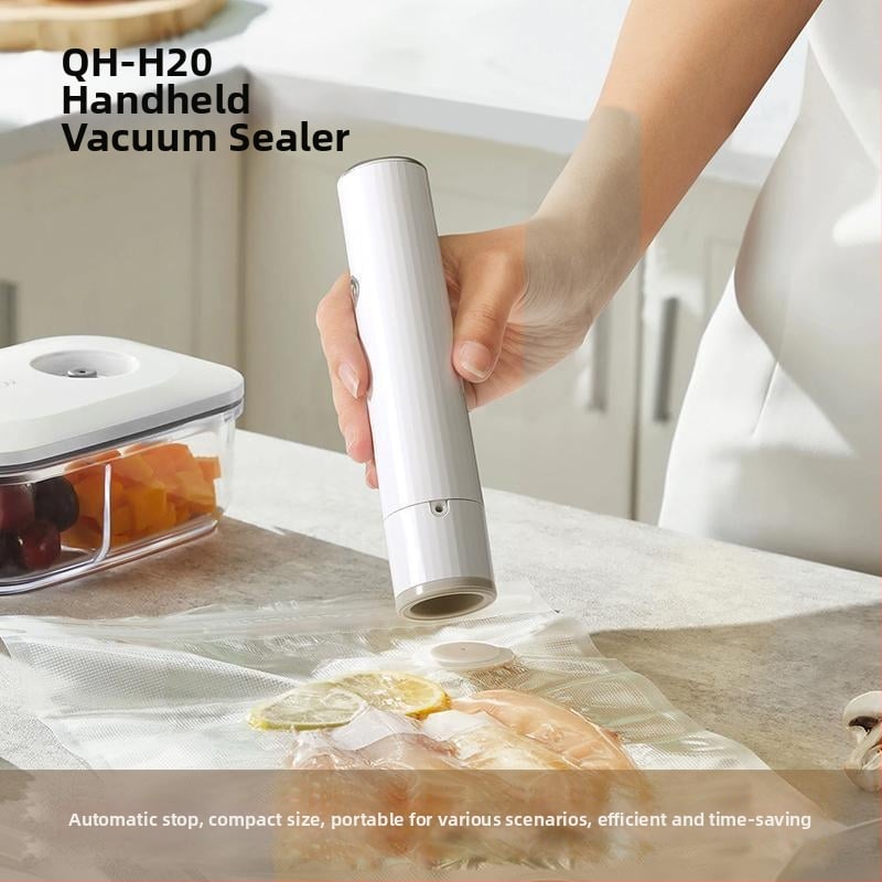 Seler vacuum portabil de mână pentru alimente - reîncărcabil, pompă automată de aer, carcasă din plastic, capacitate sub 500 ml
