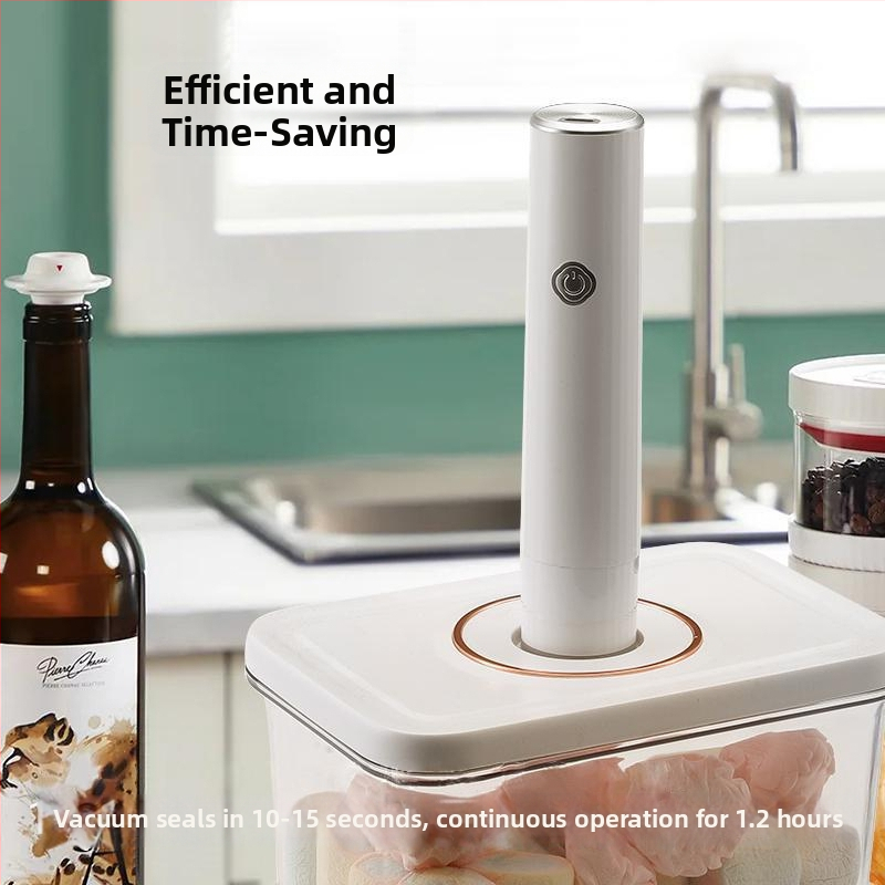 Seler vacuum portabil de mână pentru alimente - reîncărcabil, pompă automată de aer, carcasă din plastic, capacitate sub 500 ml