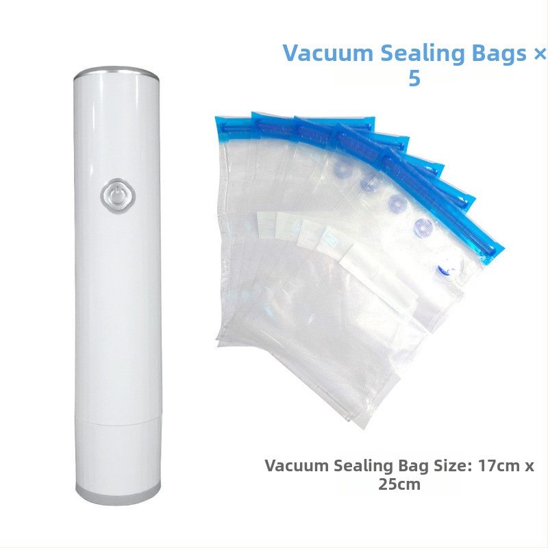 Seler vacuum portabil de mână pentru alimente - reîncărcabil, pompă automată de aer, carcasă din plastic, capacitate sub 500 ml