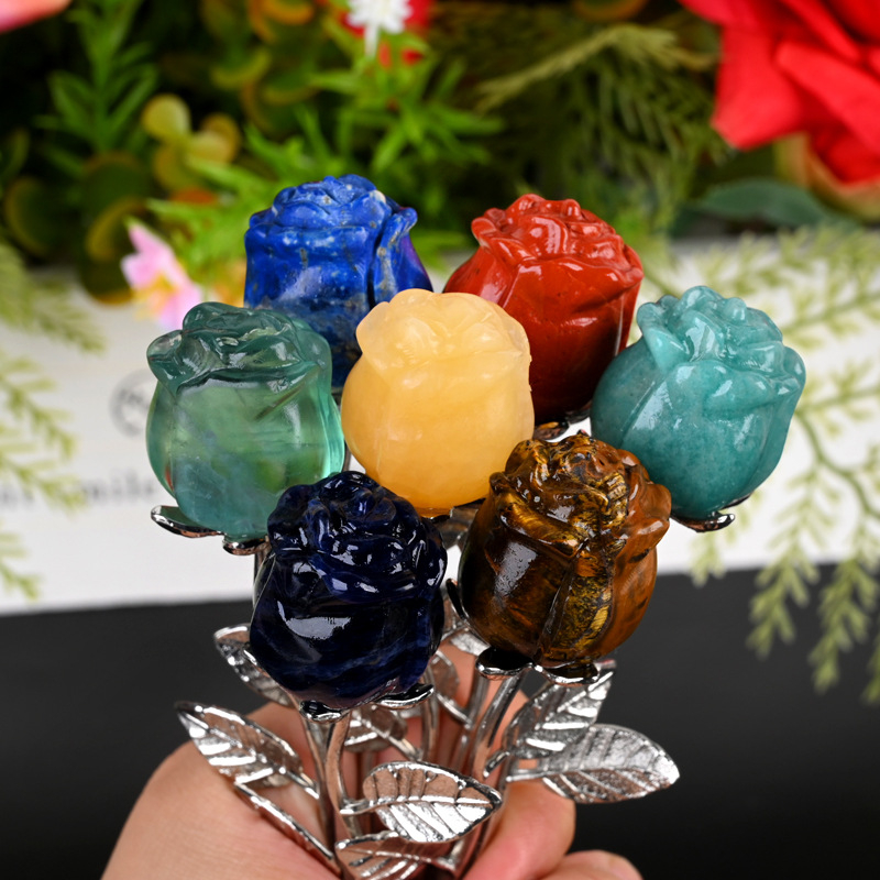 Ornament din cristal de ametist în formă de trandafir - formă geometrică, Brand Chuse, Stil minimalist modern, Ambalare carton