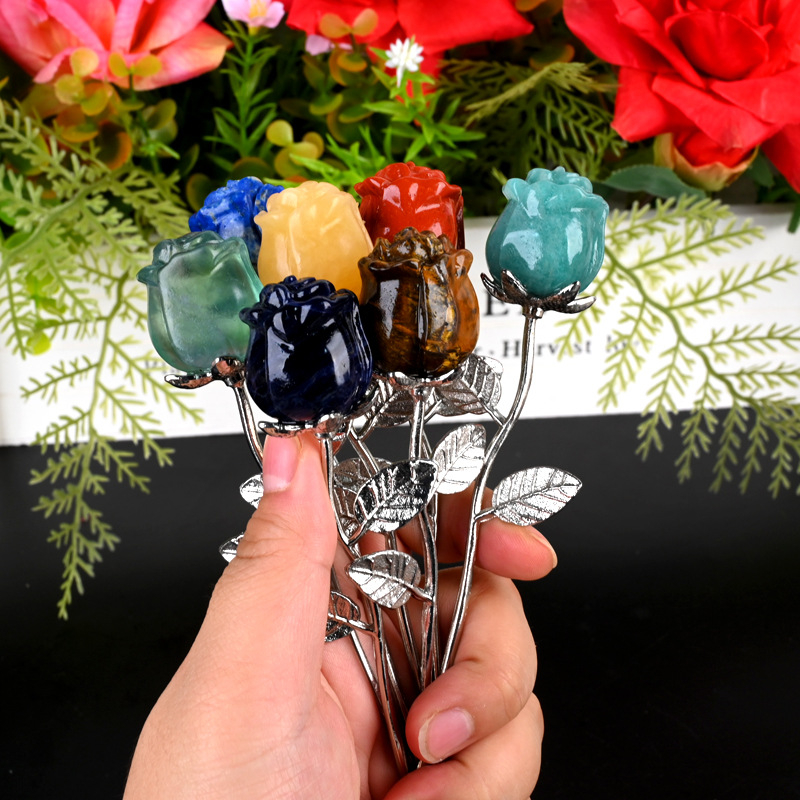 Ornament din cristal de ametist în formă de trandafir - formă geometrică, Brand Chuse, Stil minimalist modern, Ambalare carton