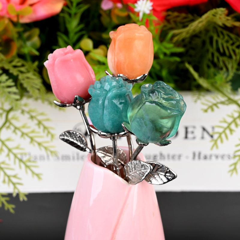 Ornament din cristal de ametist în formă de trandafir - formă geometrică, Brand Chuse, Stil minimalist modern, Ambalare carton