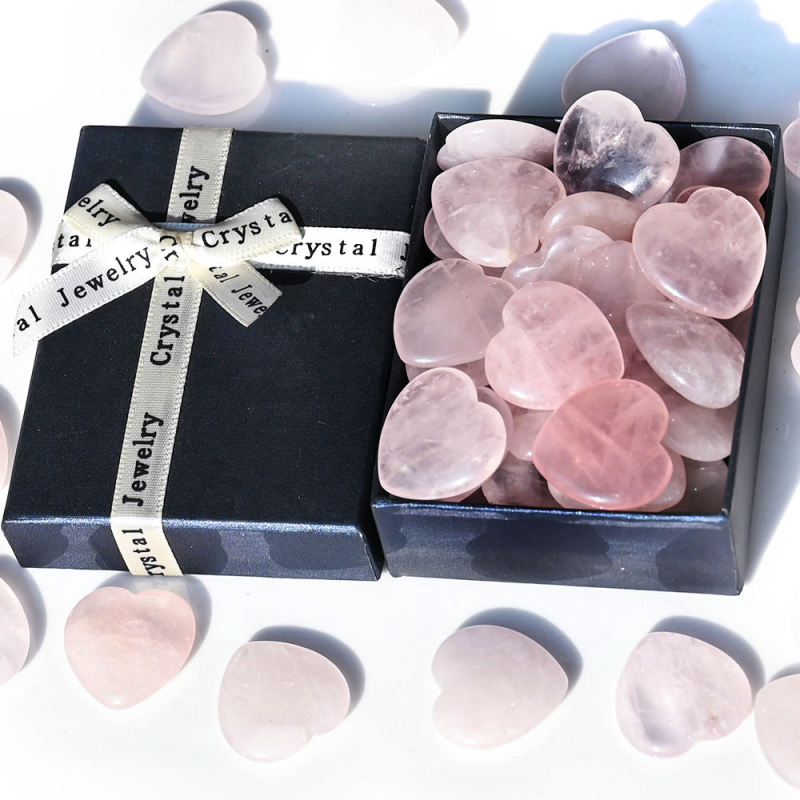 Κρύσταλλος χαλαζίας σε σχήμα καρδιάς, λαξευμένο διακοσμητικό σε κουτί δώρου, σειρά boxed, προέλευση Donghai County, Lianyungang