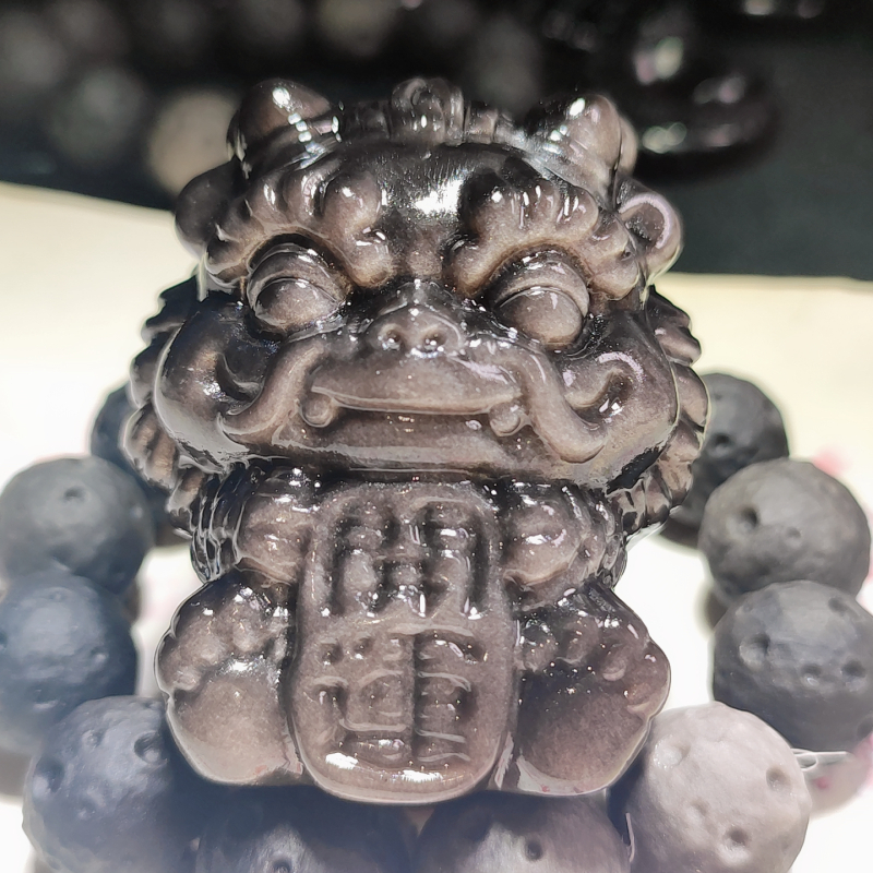Srebrni obsidijan – bogatstvo zmaja, maskota Godine zmaja, tea pet i slatka dekorativna figurica