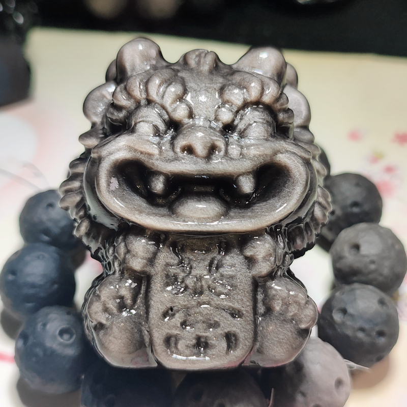 Srebrni obsidijan – bogatstvo zmaja, maskota Godine zmaja, tea pet i slatka dekorativna figurica