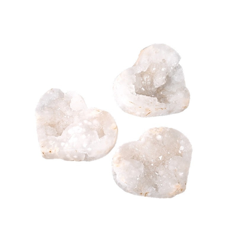 Ornament inimă din cristal geode natural, marcă Chuse, cristal natural, stil modern minimalist, ambalaj carton