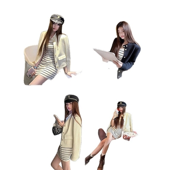 Jachetă pentru femei Chenille cu amestec de spandex, model solid, croială Slim‑fit, guler polo, închidere pe un singur rând